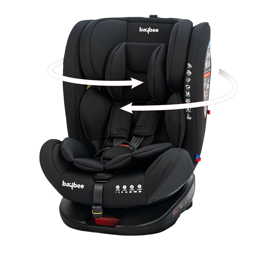 Baybee - Convertible Car Seat With 360 Rotatable Isofix - Pure Black