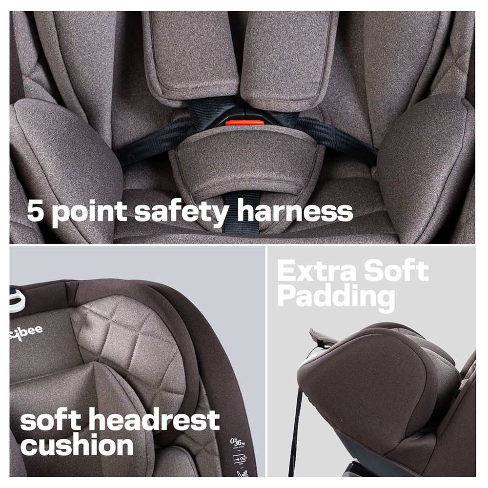 Baybee - Convertible Baby Car Seat With Isofix - Grey