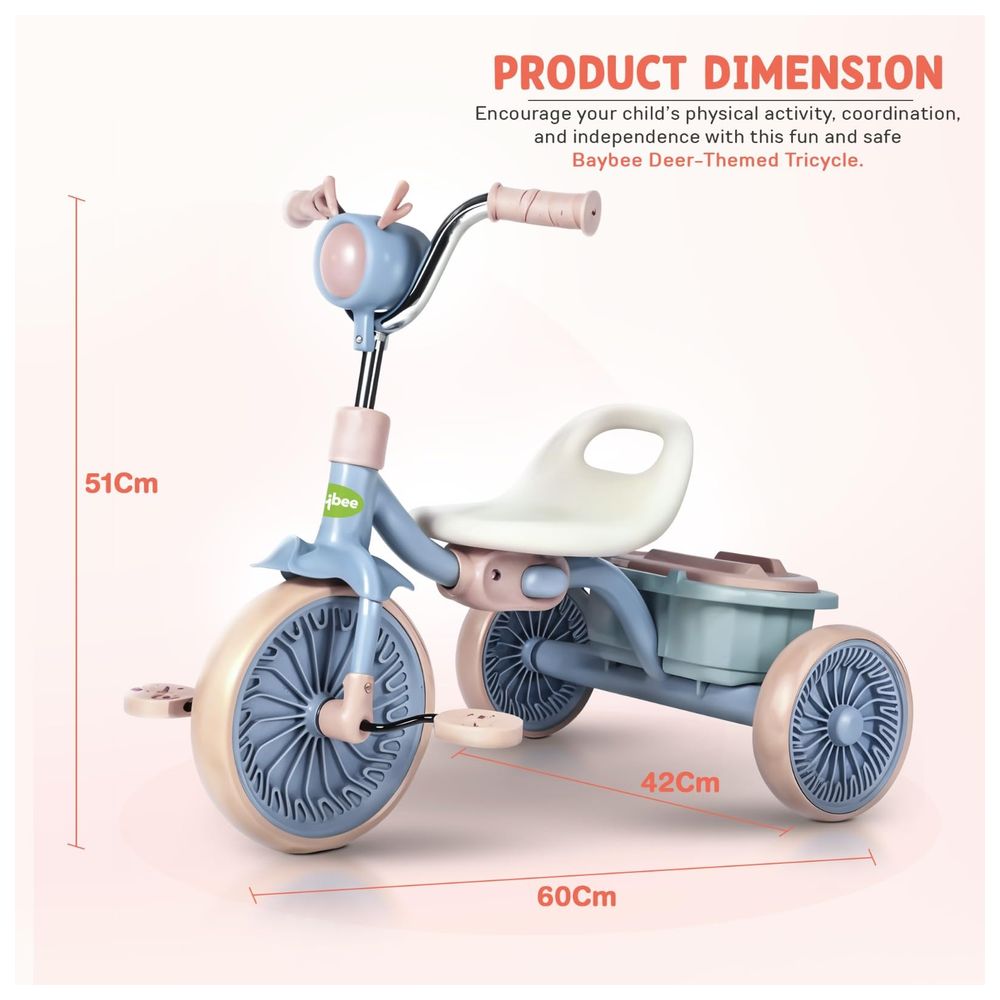 Baybee - Triky Foldable Baby Tricycle - Blue