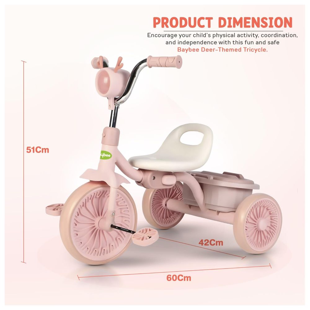 Baybee - Triky Foldable Baby Tricycle - Pink