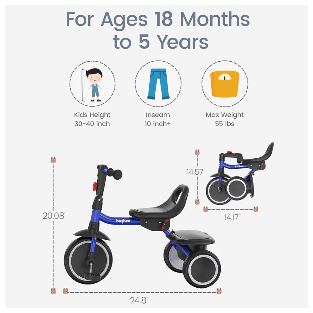 Baybee - Tricycle For Kids - Blue