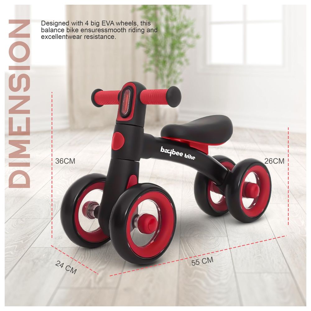 Baybee - 4 Wheels Baby Tricycle With EVA Wheels - Black