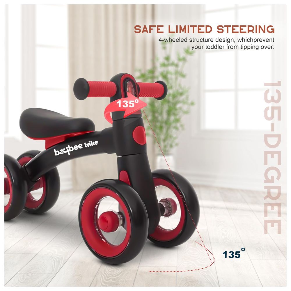 Baybee - 4 Wheels Baby Tricycle With EVA Wheels - Black