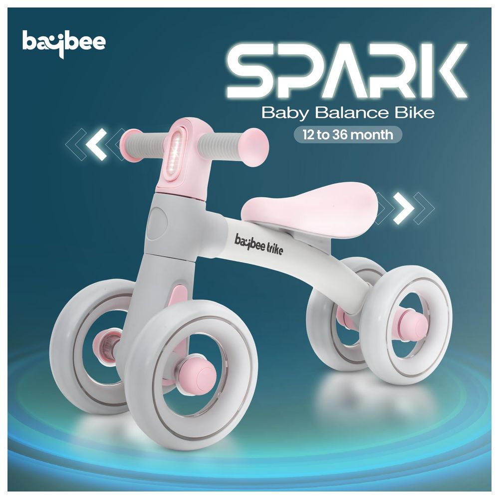 Baybee - 4 Wheels Baby Tricycle With EVA Wheels - Pink