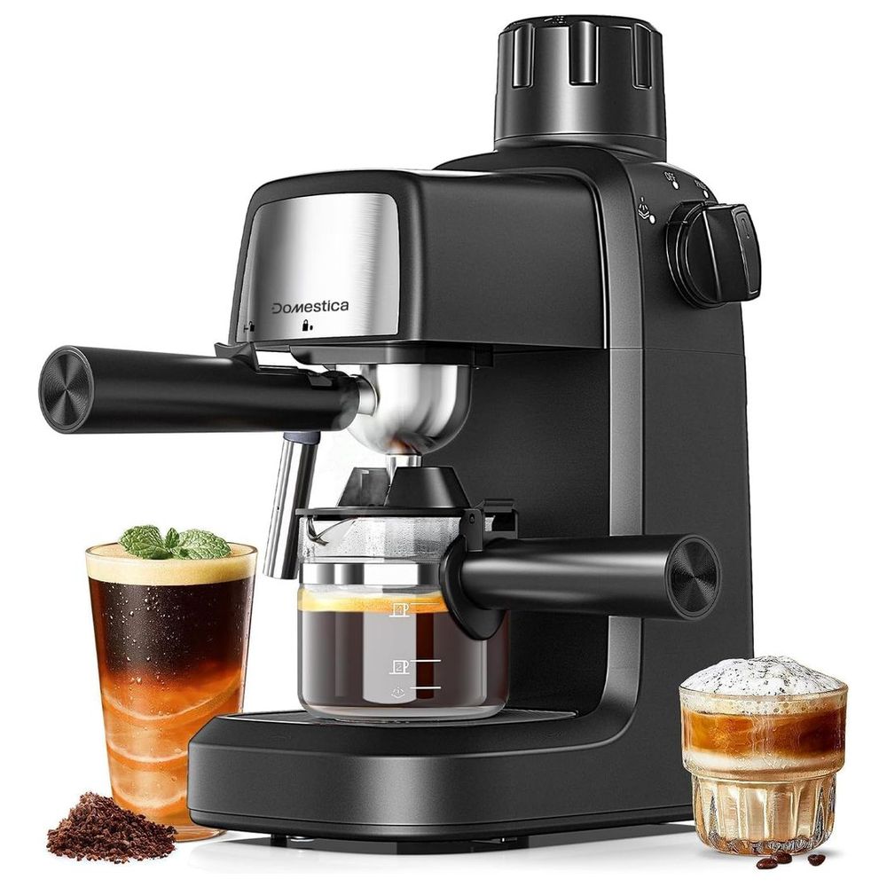Domestica - Brewcraft 3.5 Bar Espresso Coffee Maker Machine - Black - 800 W