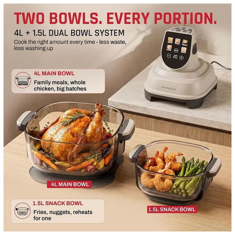 Domestica - Aerion 5-in-1 Dual Glass Bowl Air Fryer