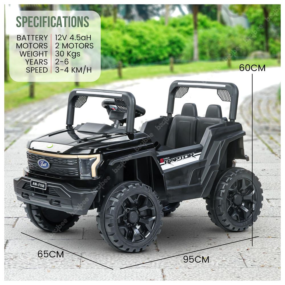 Baybee - Sphinx Rechargeable Battery Operated Jeep - Black