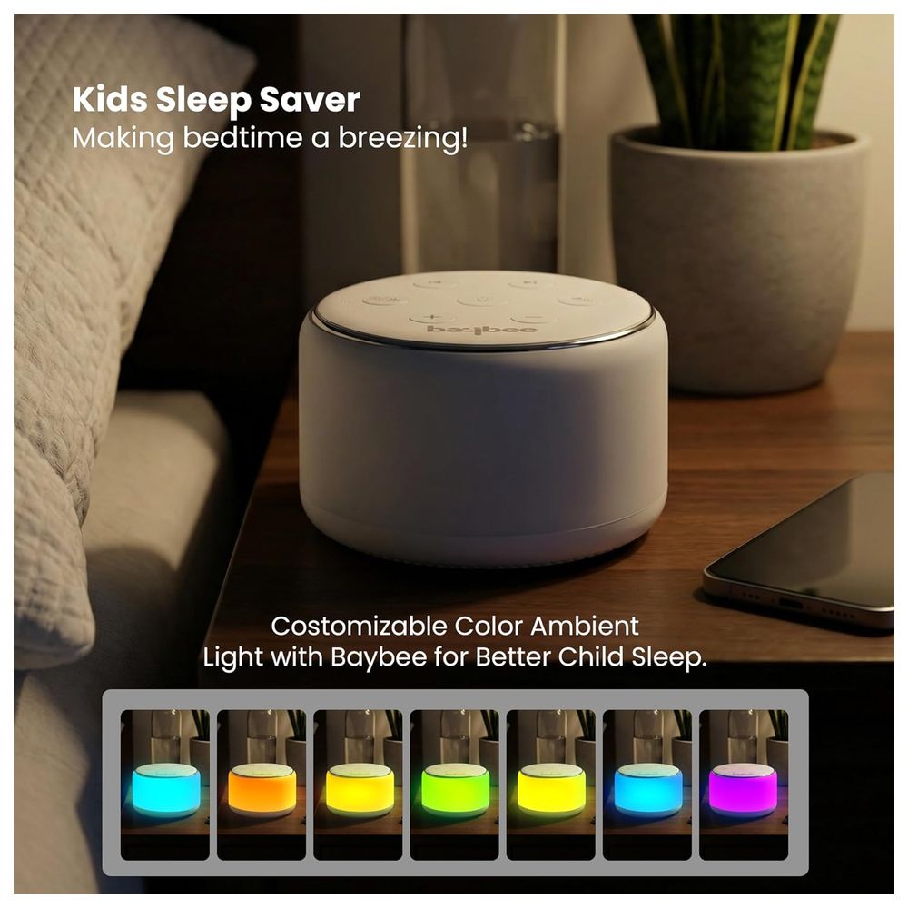 Baybee - 3-in-1 Baby White Noise Sound Machine With Night Light - White