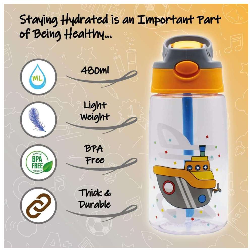 Snack Attack - BPA-Free Water Bottle w/ Spill Straw - Ship - 480 ml