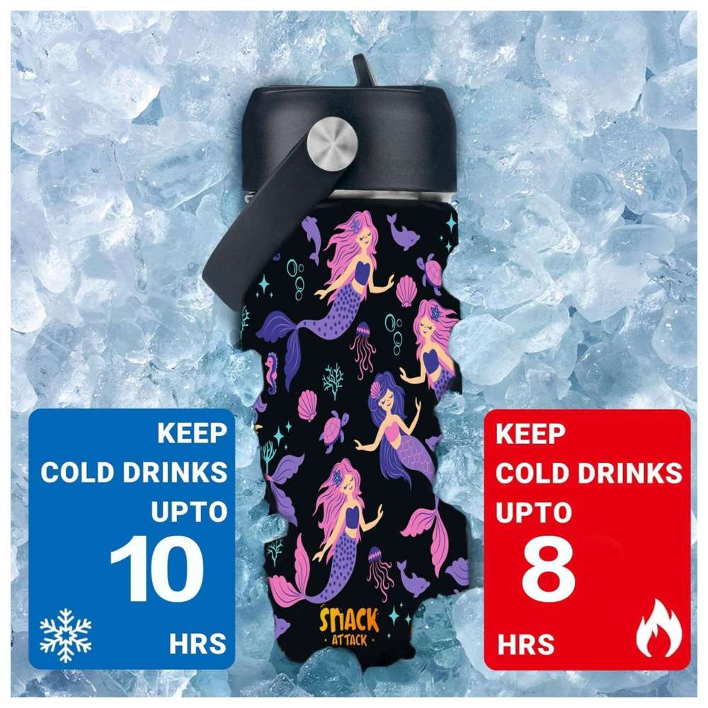 Snack Attack - Insulated Water Bottle - Mermaid - Black - 350 ml