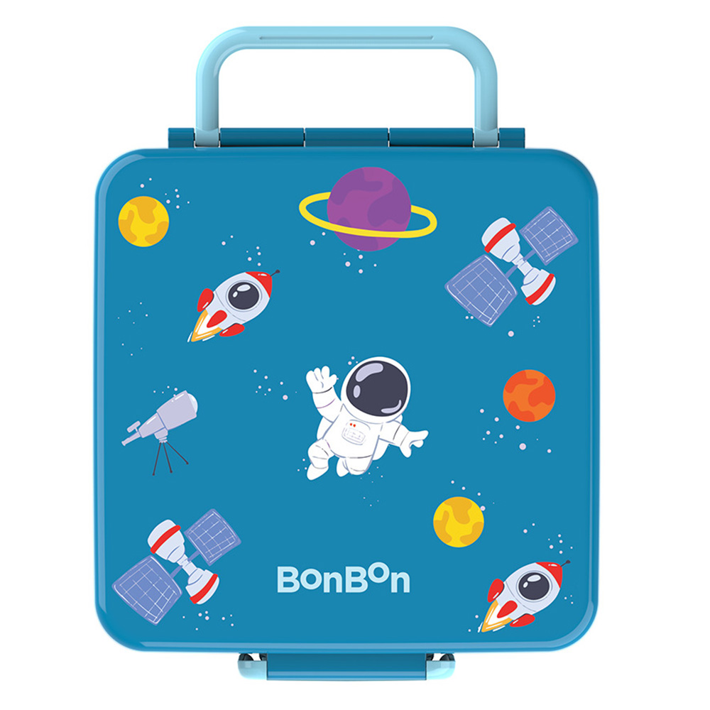 Bonbon - 3/4-Compartment Space Tour Lunch Box With Insulated Food Jar - Dark Blue