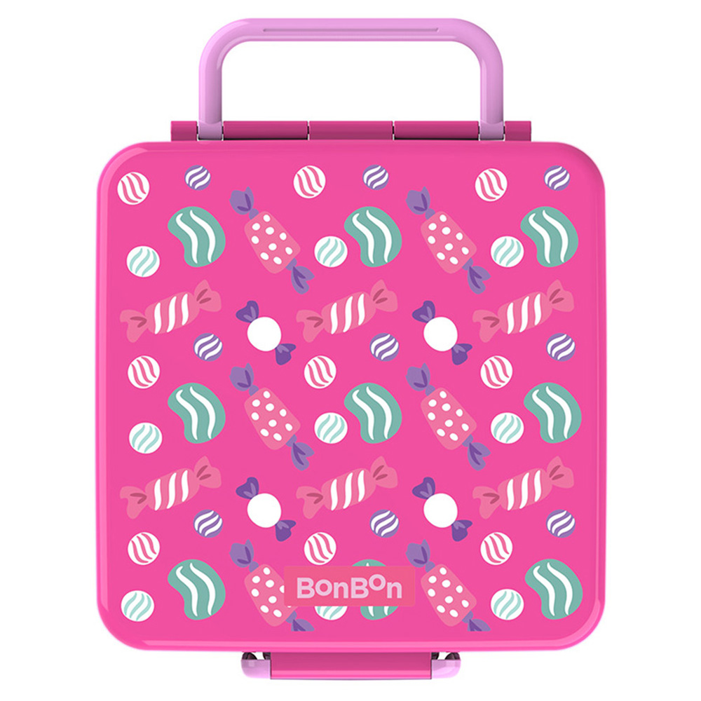Bonbon - 3/4-Compartment Candies Lunch Box With Insulated Food Jar - Dark Pink