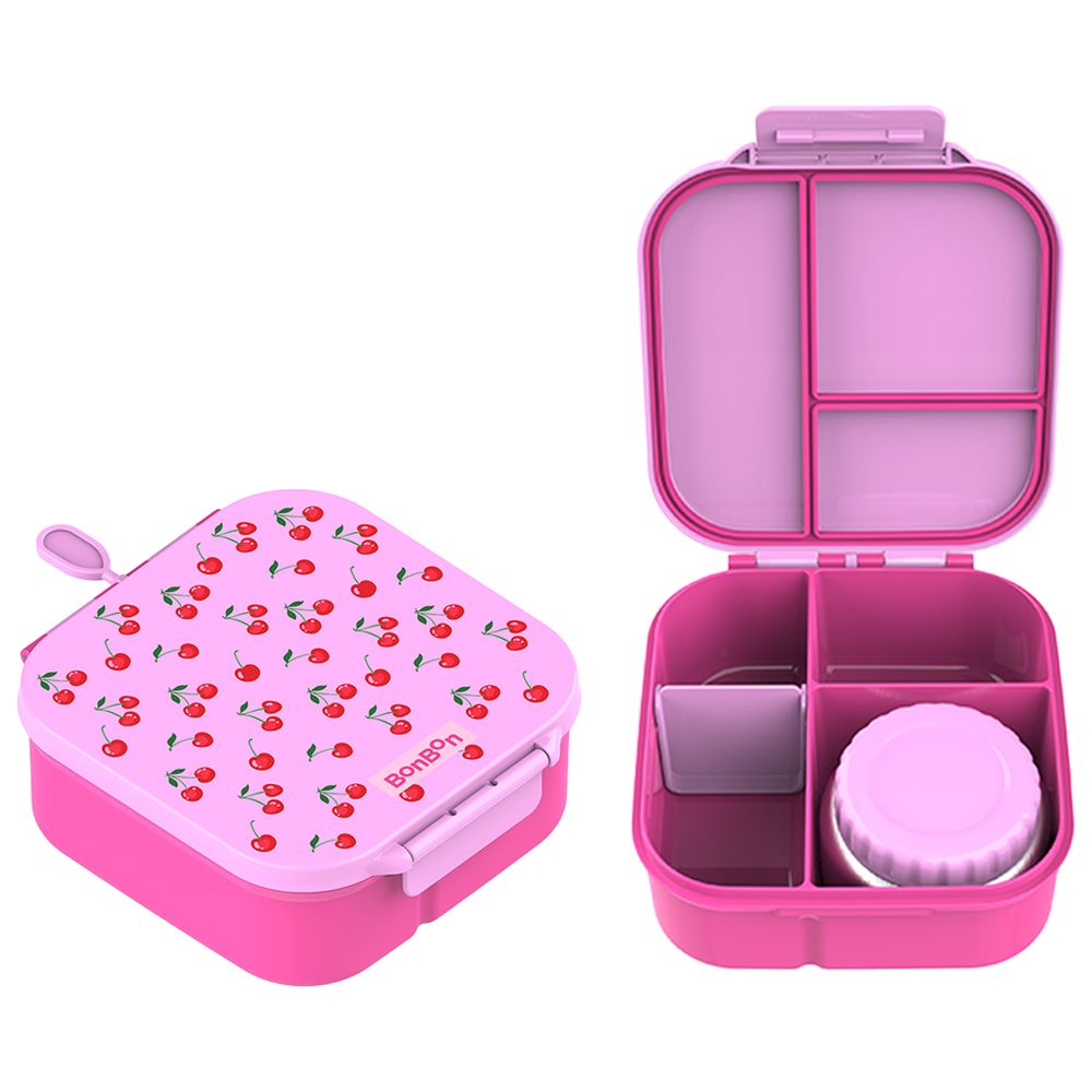 Bonbon - 3/4-Compartment Lunch Box With Insulated Food Jar - Cherries