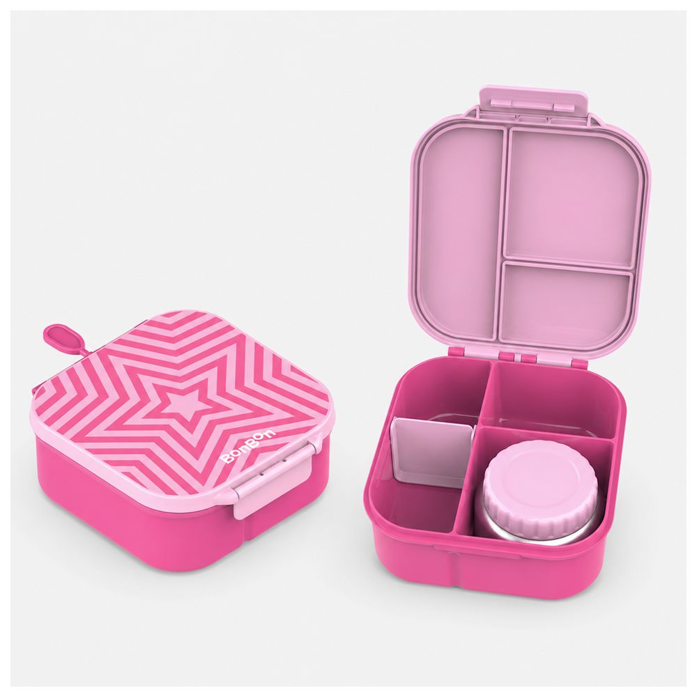 Bonbon - 3/4-Compartment Star Lunch Box With Insulated Food Jar - Pink