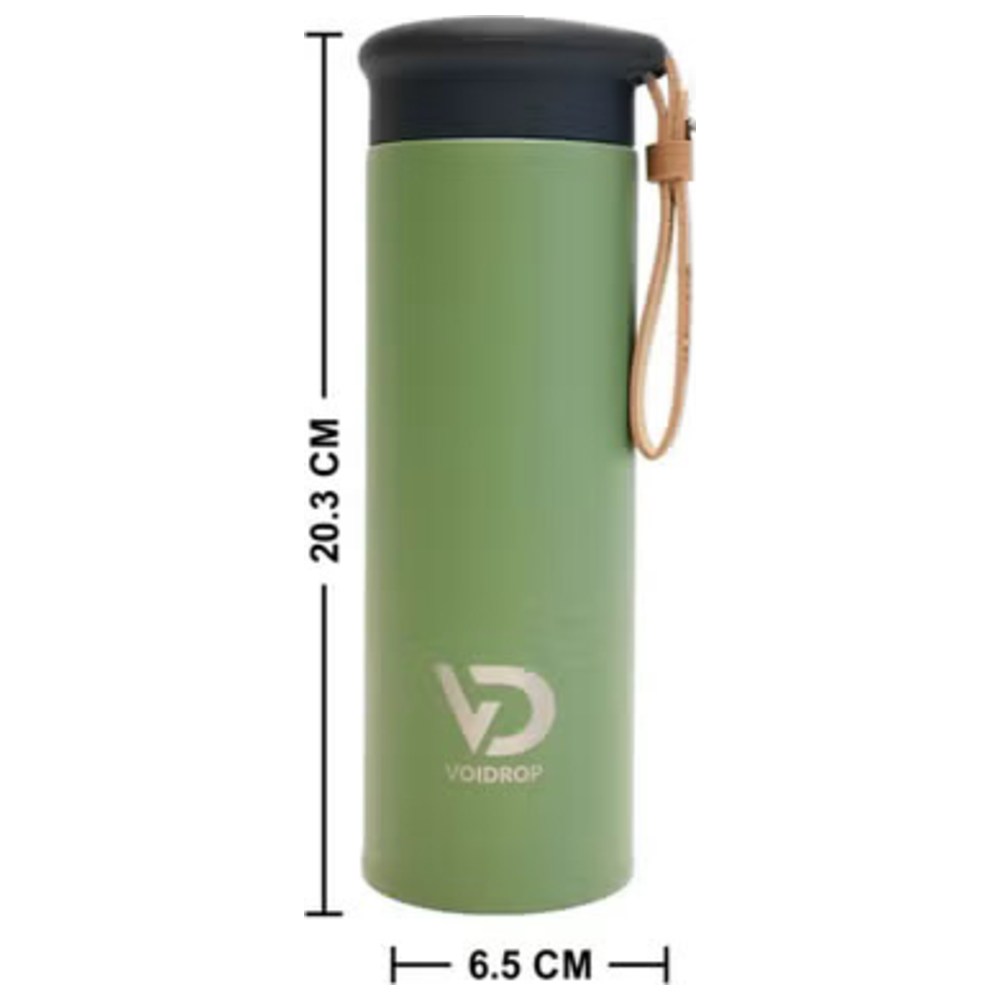 Voidrop - Insulated Water Bottle w/ Filter & PU Strap - Mose Green - 450 ml