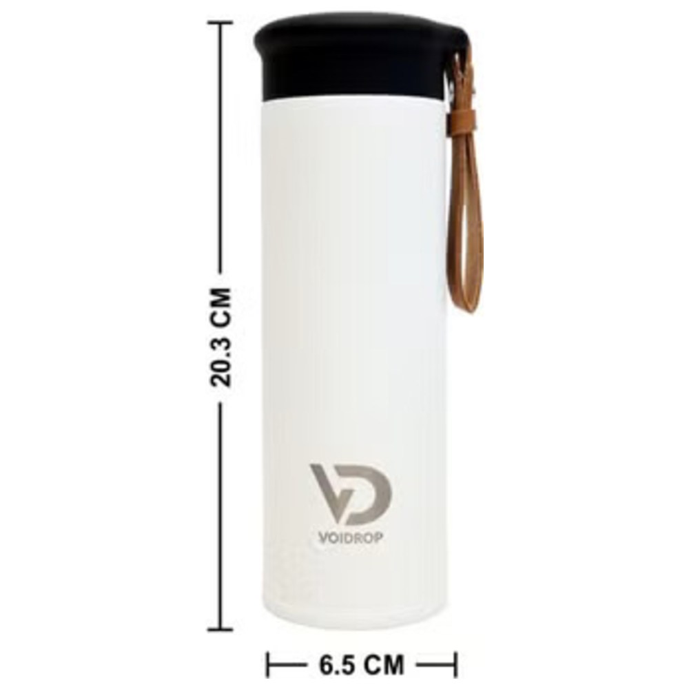 Voidrop - Insulated Water Bottle w/ Filter & PU Strap - Snow White - 450 ml