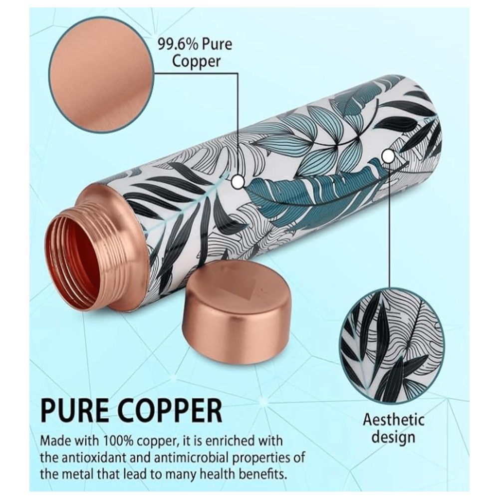 Voidrop Pure Copper Leaf Design Water Bottle - 750 ml