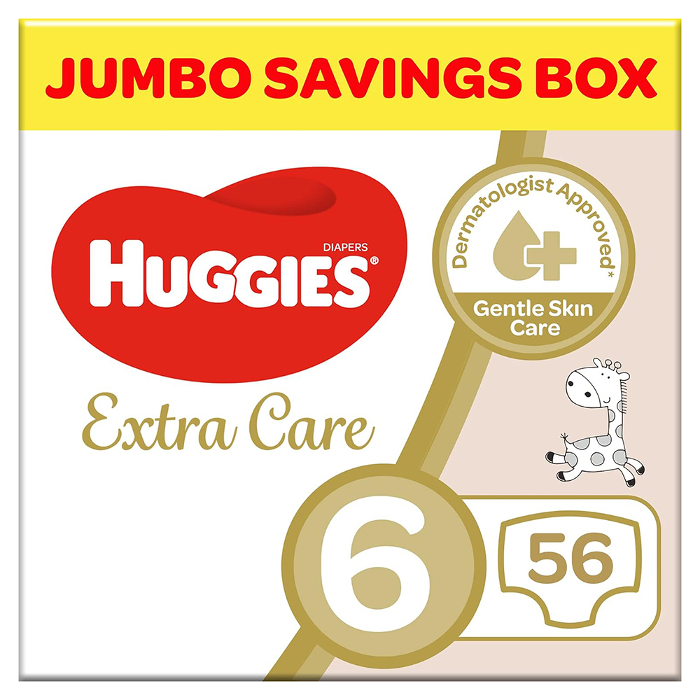Huggies - Extra Care Diapers - Jumbo Box - Size 6 - 15+ kg - 56 Count