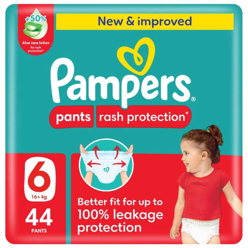 Pampers - Rash Protection Baby Diaper Pants - Size 6 - 16+ Kg - 44 Count