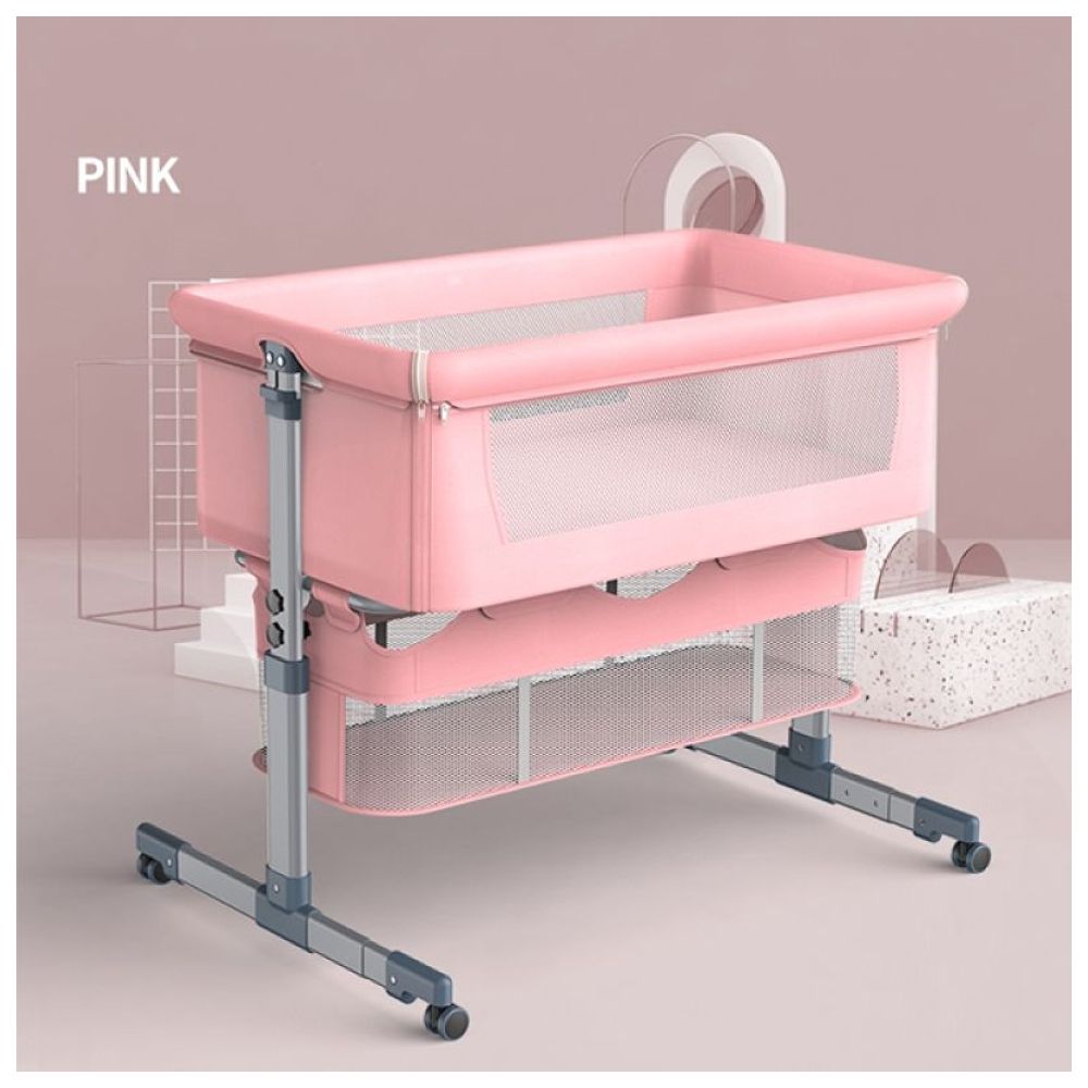 Dreeba Linen Fabric Baby Crib - Pink