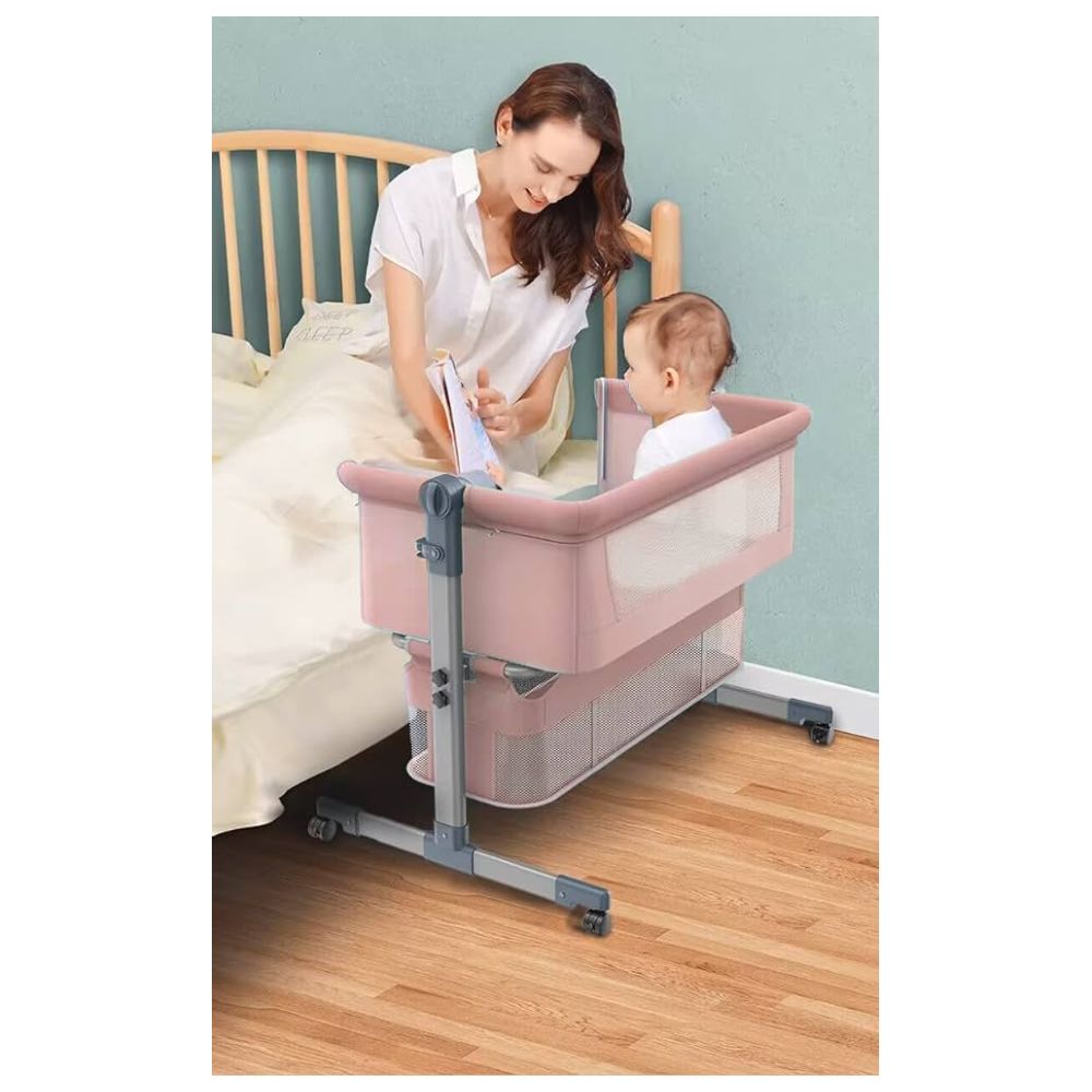 Dreeba Linen Fabric Baby Crib - Pink