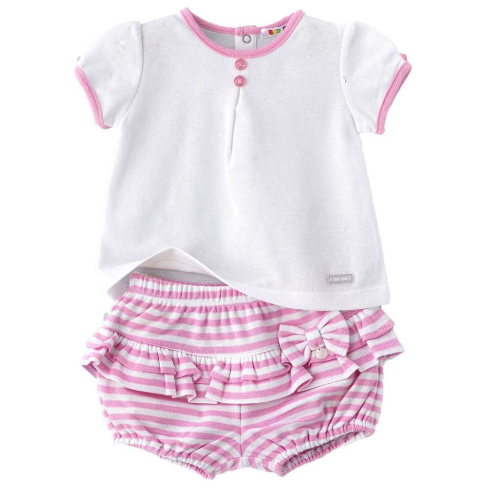 Boo Boo T-shirt & Bloomer - Pink/White - 2 Pcs