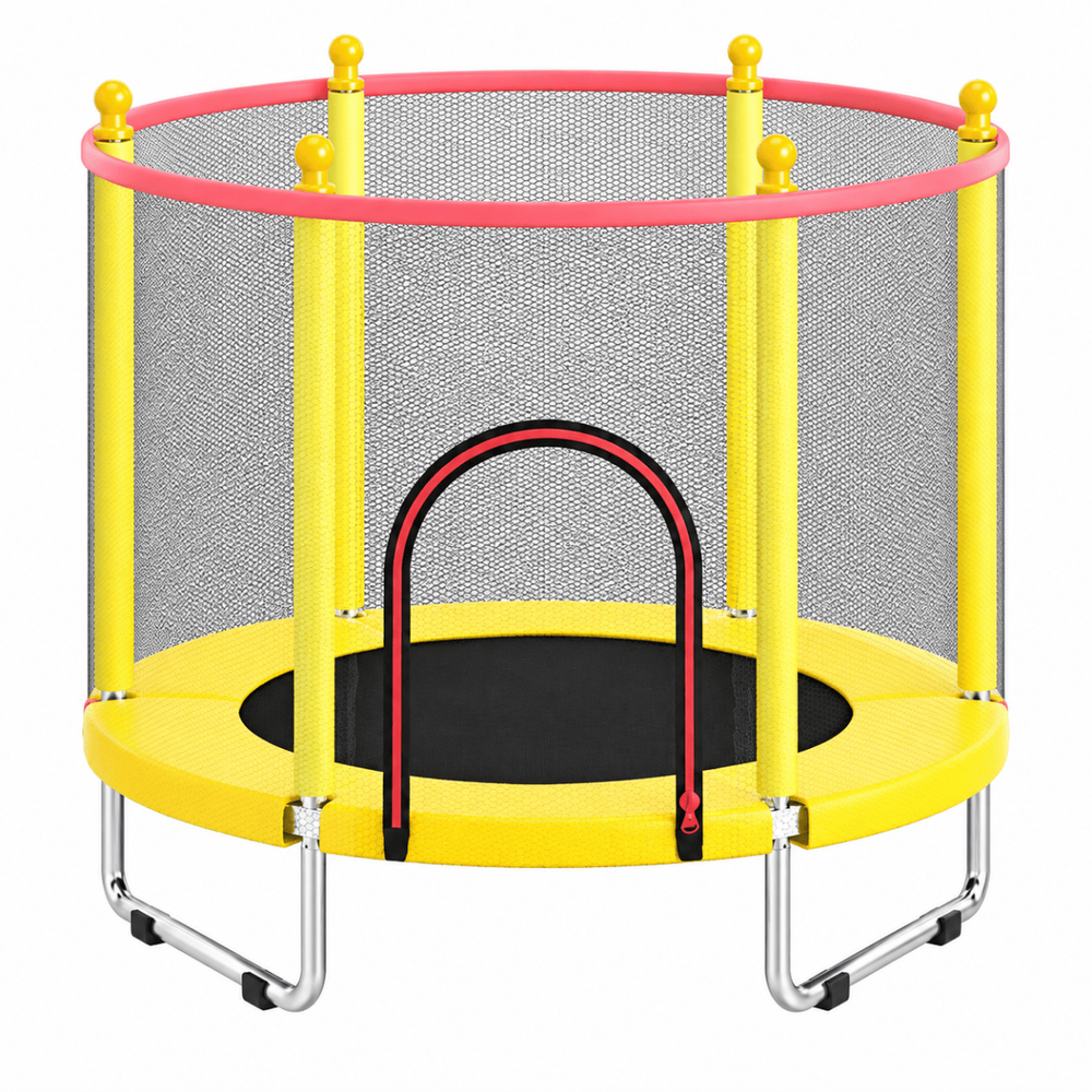Hibobi - Kids Trampoline With Safety Enclosure Net - Yellow