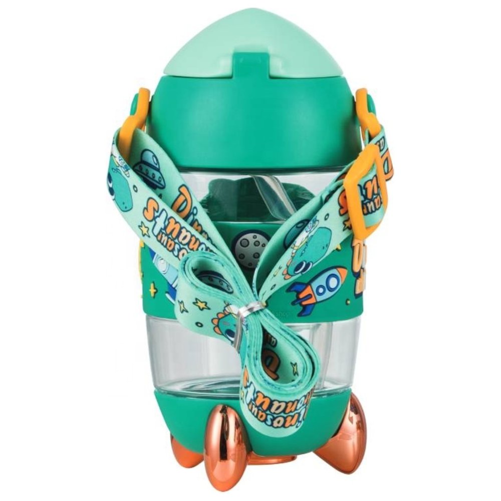 Hibobi - Baby Straw Rocket Sipper Bottle - Green - 400 ml