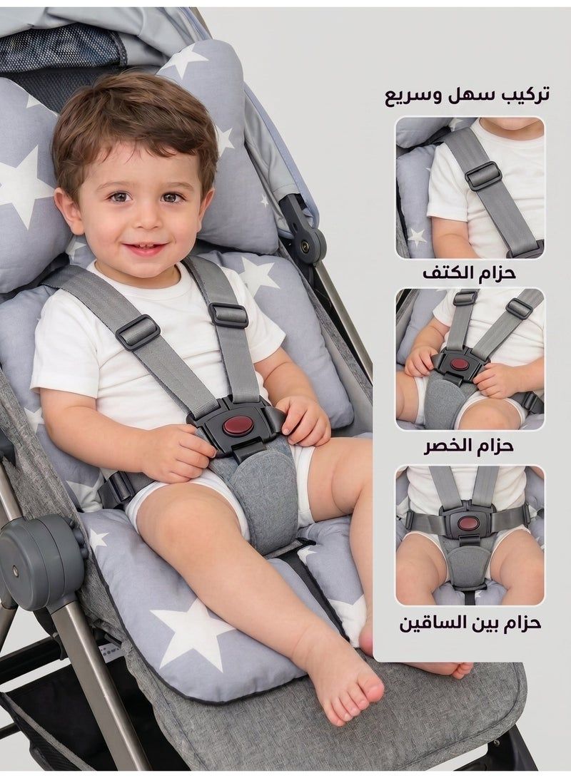 هيبوبي - بطانة مقعد عربة أطفال عالمية ناعمة وجيدة التهوية - رمادي