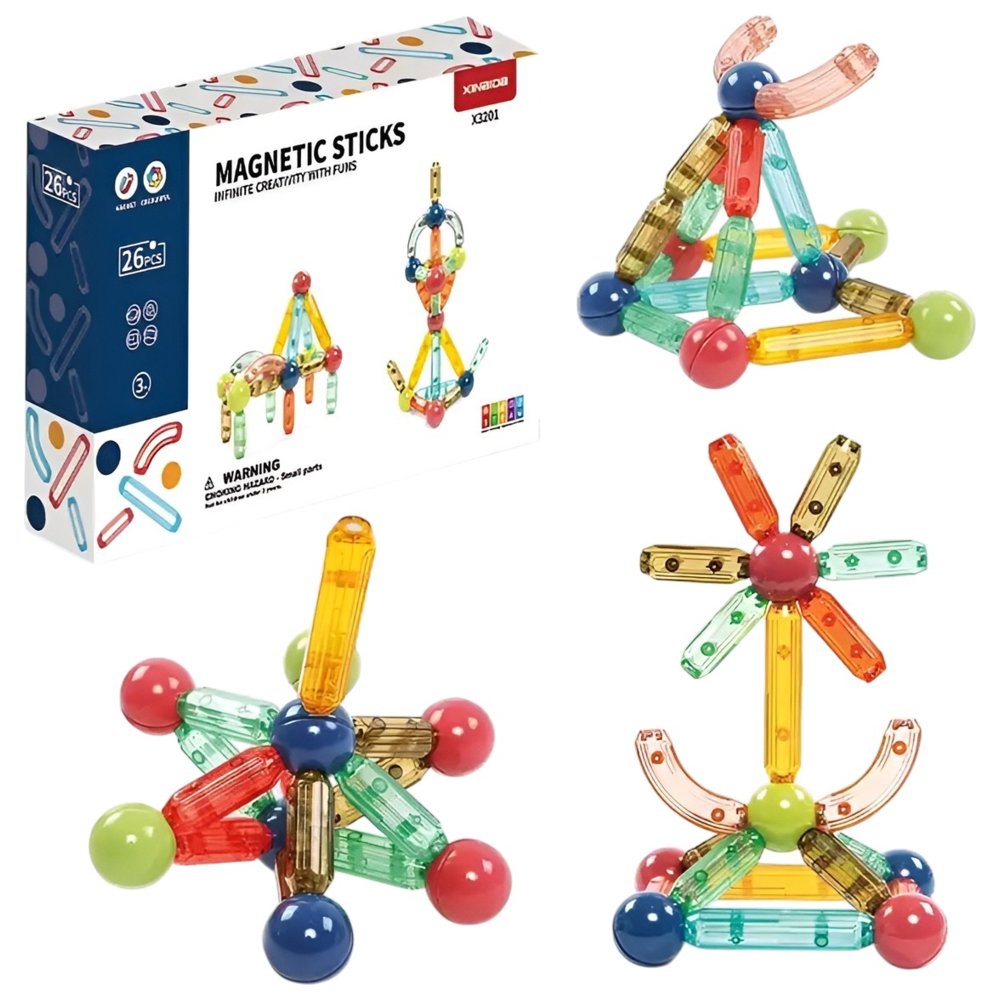Hibobi - Magnetic Sticks Building Blocks - 26 Pc Set