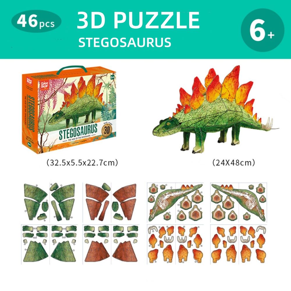 Hibobi - 3D Stereoscopic Puzzle - Stegosaurus - 46 Pc 
Set