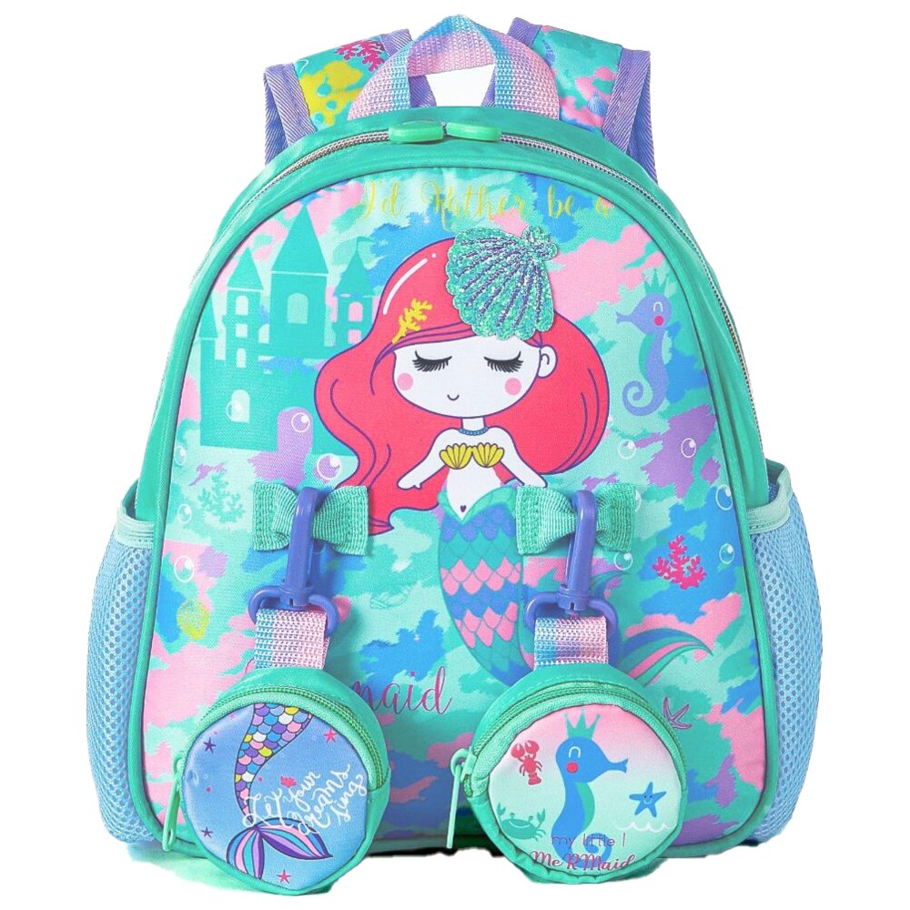 Hibobi - Kids Backpack With Side Pockets - Mermaid - 8.27-Inch