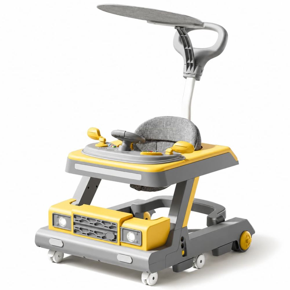 Hibobi - Multifunctional Adjustable Baby Walker - Yellow/Grey