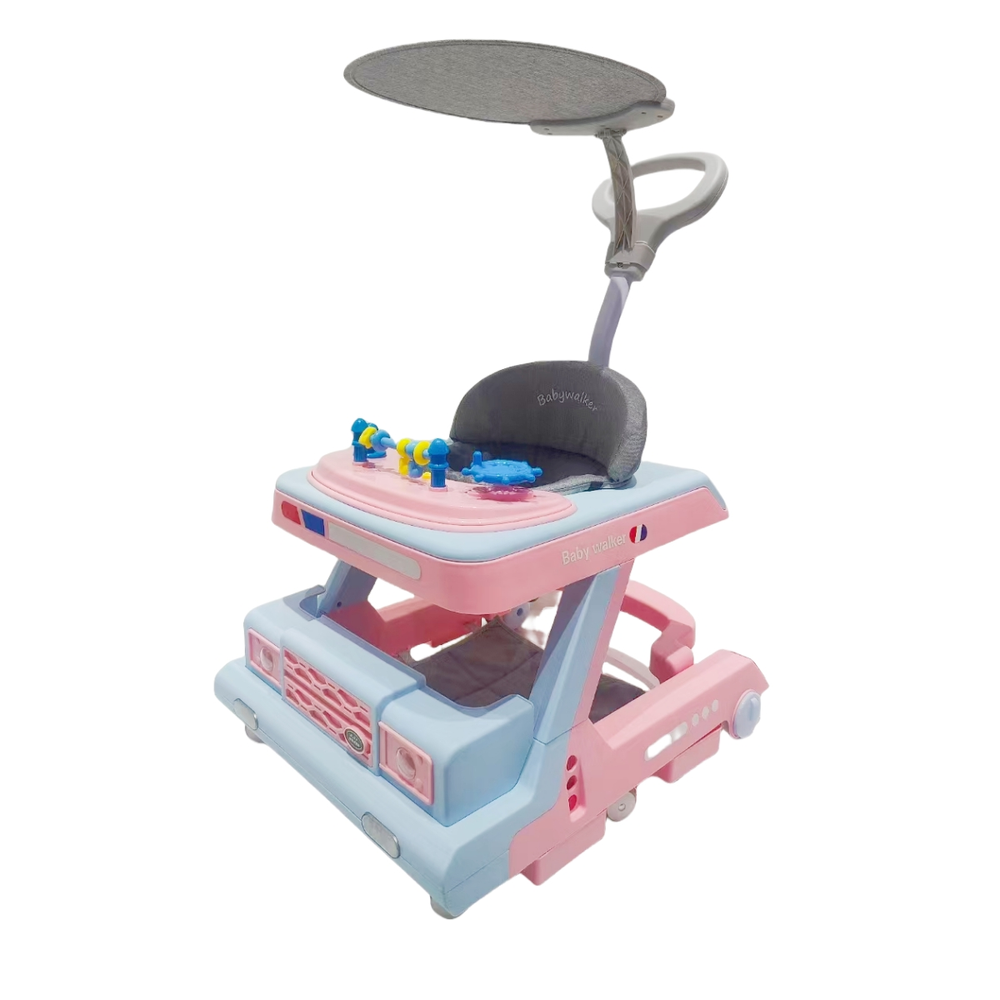 Hibobi - Multifunctional Adjustable Baby Walker - Pink/Blue