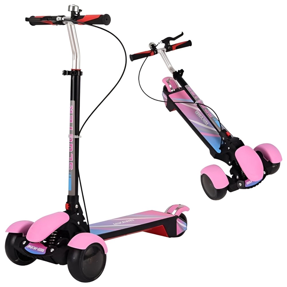 Hibobi - 3-Wheel Manual Scooter With Music And Light - Pink