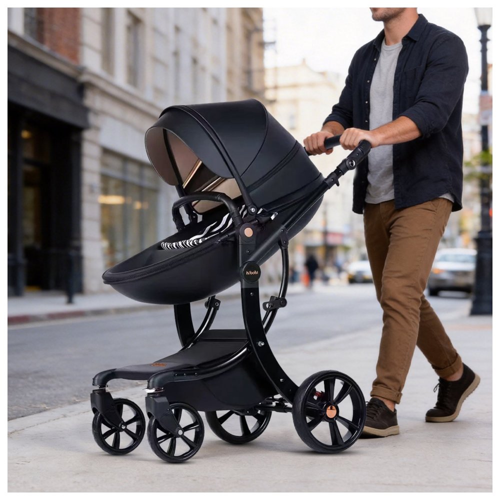 Hibobi - 3-In-1 High View Egg Stroller With Mommy Diaper Bag