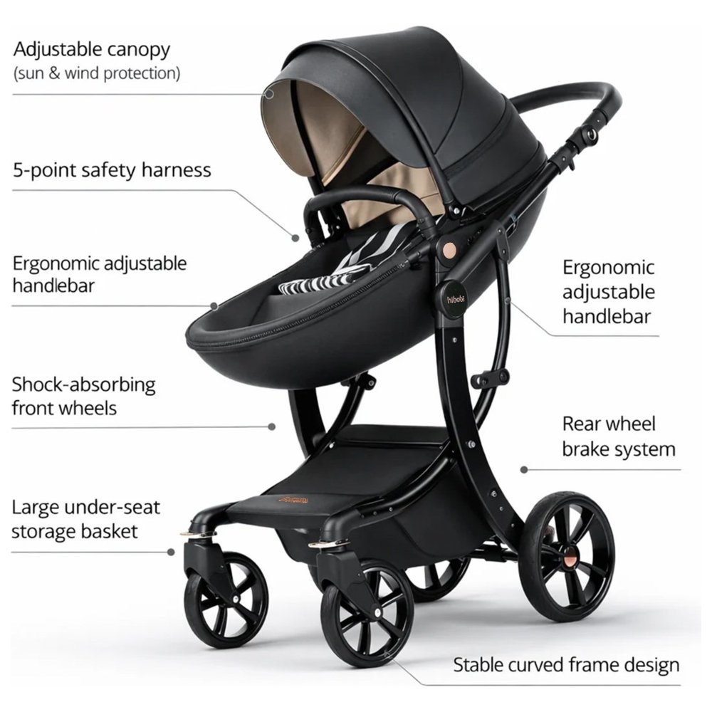 Hibobi - 3-In-1 High View Egg Stroller With Mommy Diaper Bag