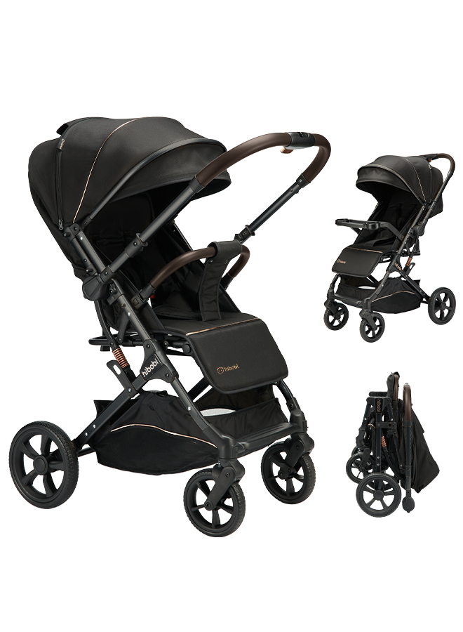 Hibobi - Cirro Reversible Baby Stroller With Food Tray - Black