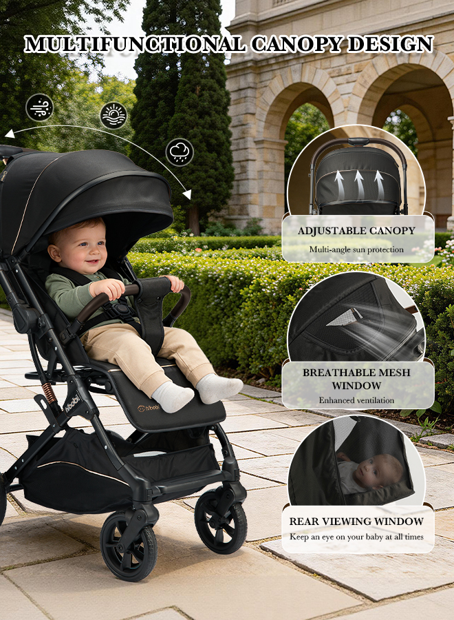 Hibobi - Cirro Reversible Baby Stroller With Food Tray - Black