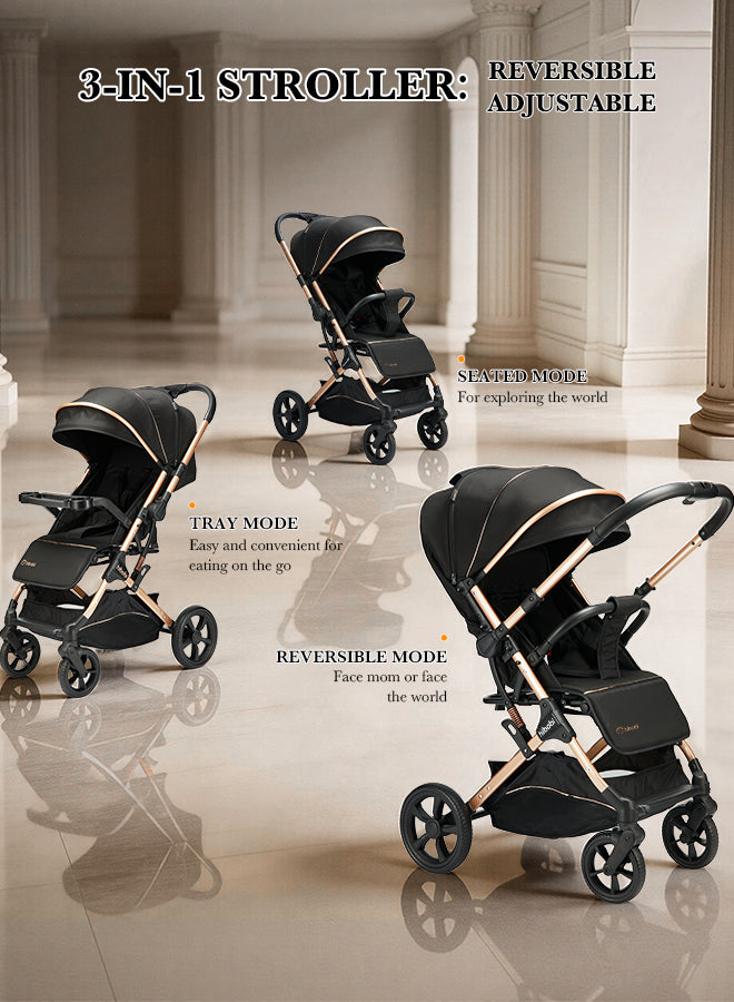 Hibobi - Reversible Baby Stroller - Black