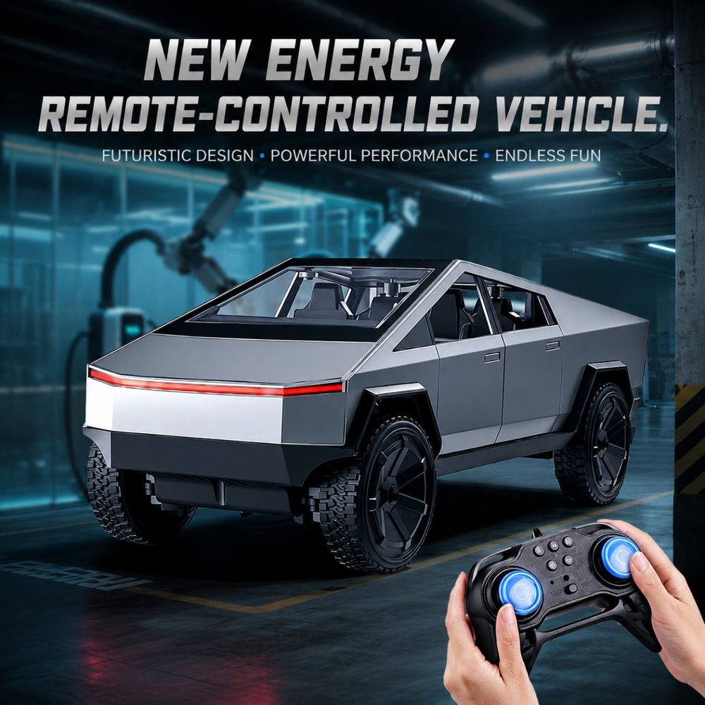 Hibobi - Remote Control Electric Car With Lights & Fast Charging Station - White
