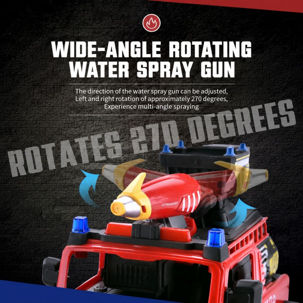 Hibobi - Remote Control Fire Truck With Water Spray, Lights & Sound - Red