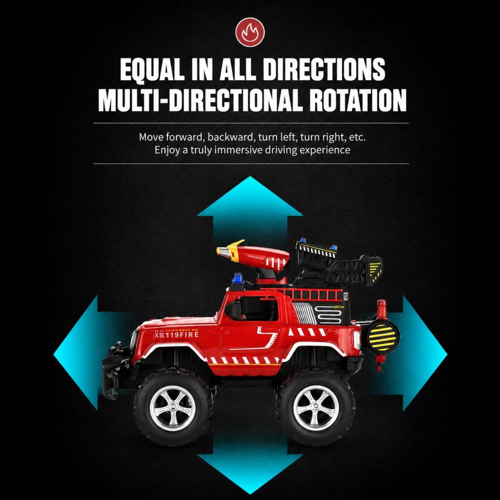 Hibobi - Remote Control Fire Truck With Water Spray, Lights & Sound - Red