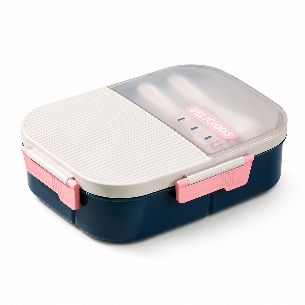 Hibobi - 4 Compartment Lunch Box With Secure Locking Clips