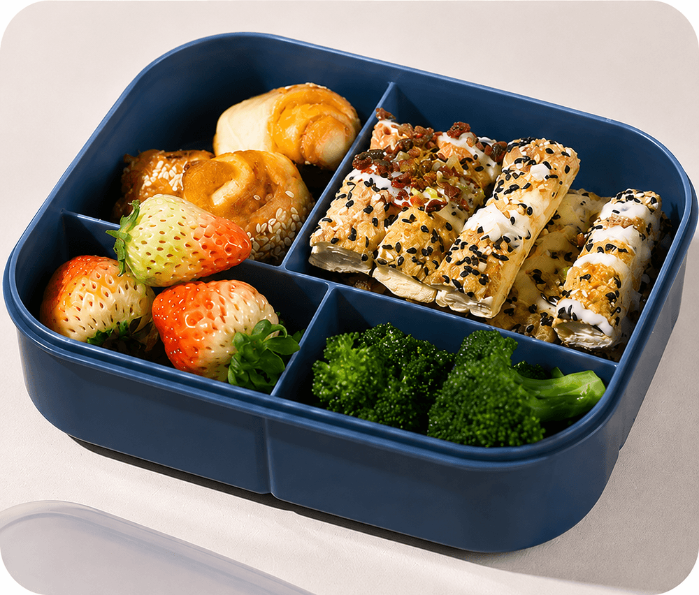 Hibobi - 4 Compartment Lunch Box With Secure Locking Clips
