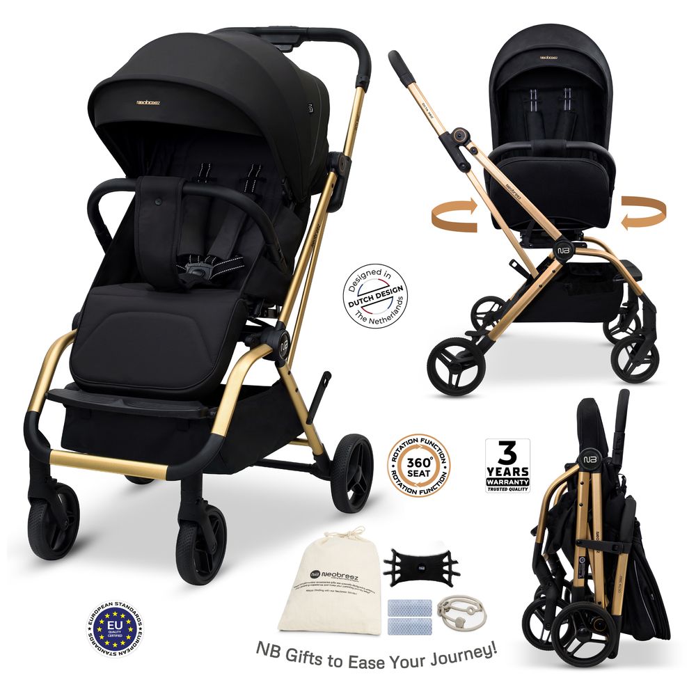 Neobreez - Octa 360 Degree Reversible Stroller Compact Travel Stroller - Black