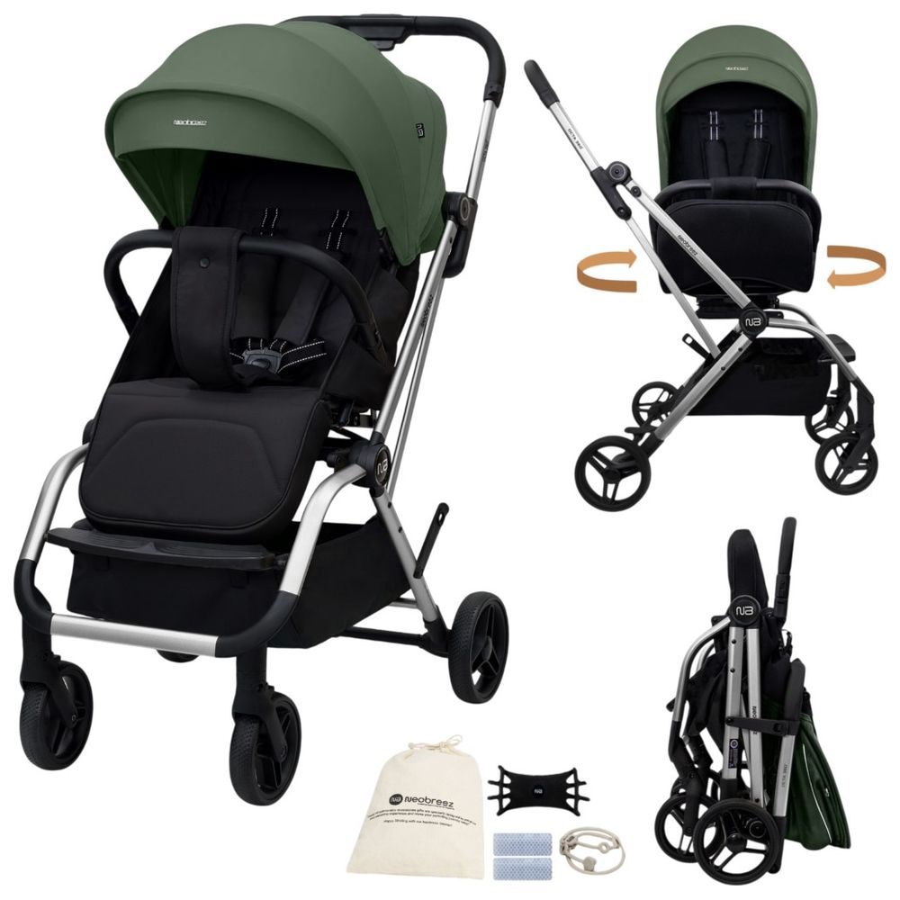 Neobreez - Octa 360 Degree Reversible Stroller Compact Travel Stroller - Green/Black