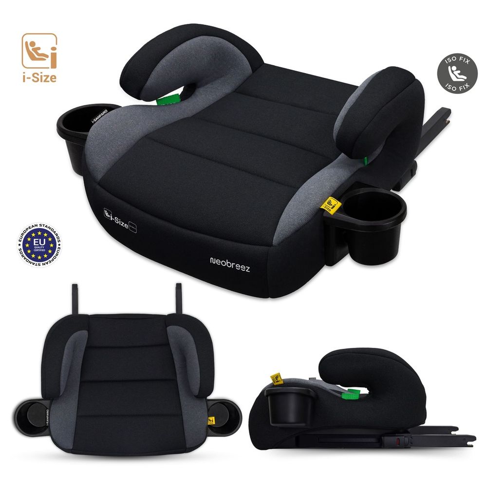 Neobreez - i-SANFARO i-Size Kids Booster Car Seat With ISOFIX Group 2/3 With 2 Cup Holders - B.Grey