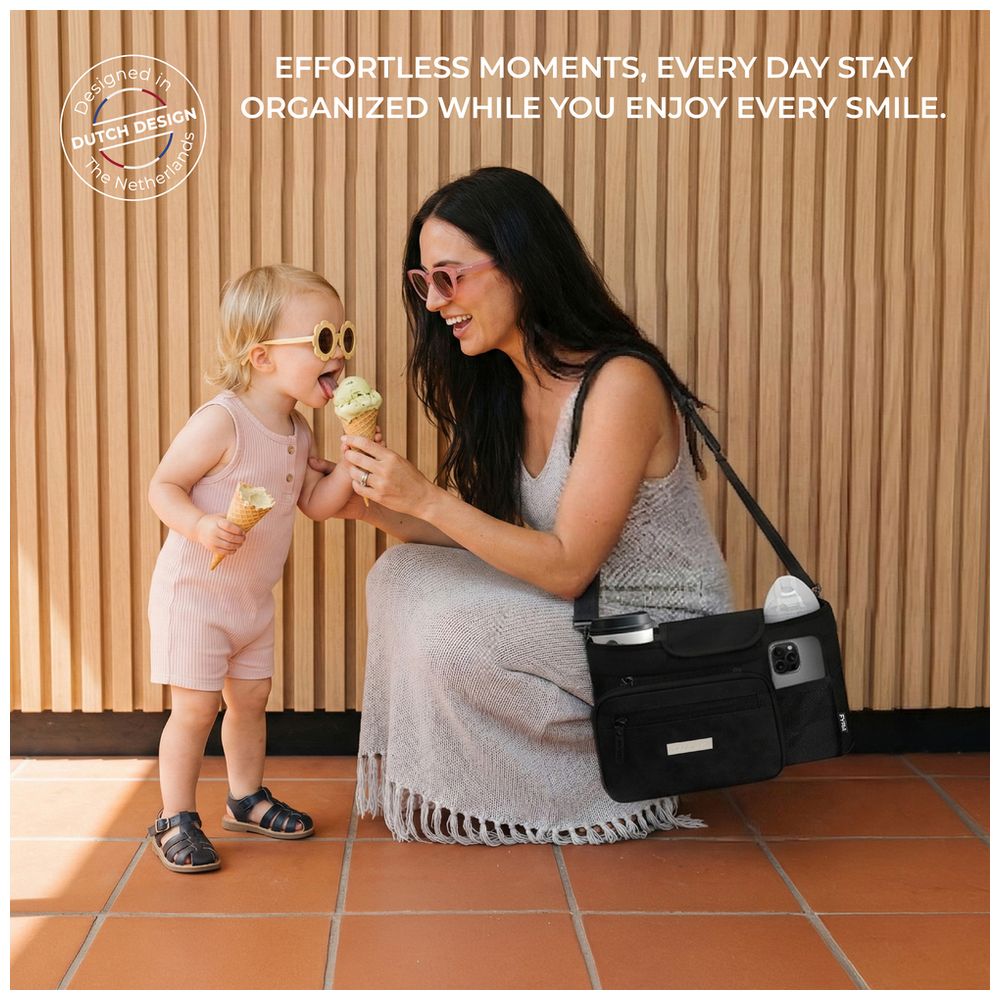 Neobreez Fyra Stroller Organizer Caddy with Insulated Cup Holder - Black