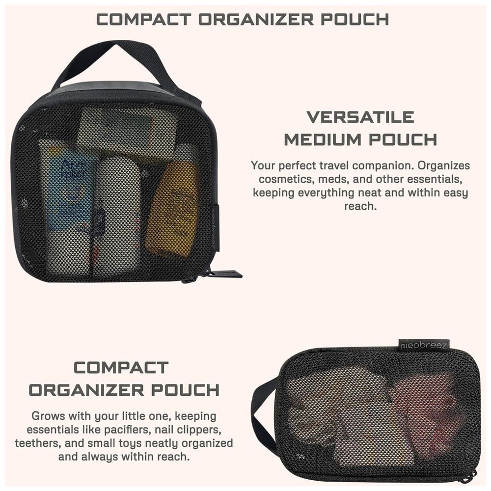 Neobreez Diaper Bag Pouch For Baby Stuff & Cosmetics - Grey - Pack of 2